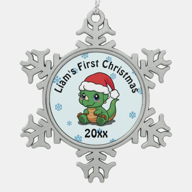 Personalised First Christmas Snowflake Ornament (Front)