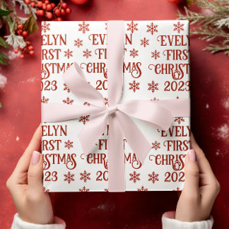 Personalised First Christmas Text Wrapping Paper