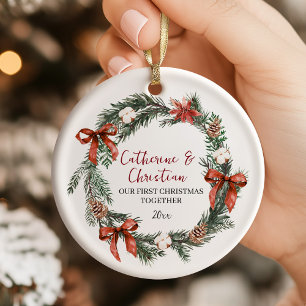 Personalised First Christmas Together Ceramic Ornament