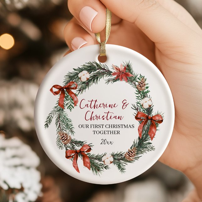 Personalised First Christmas Together Ceramic Ornament (Creator Uploaded)