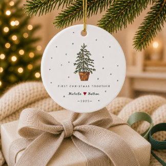 Personalised First Christmas Together Couple Ceramic Ornament