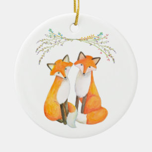Personalised First Christmas Together Fox Couple Ceramic Ornament