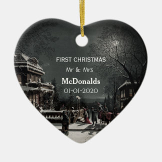Personalised First Christmas Vintage Ceramic Ornament