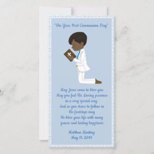 Personalised First Communion Bookmark Boy Thank You Card