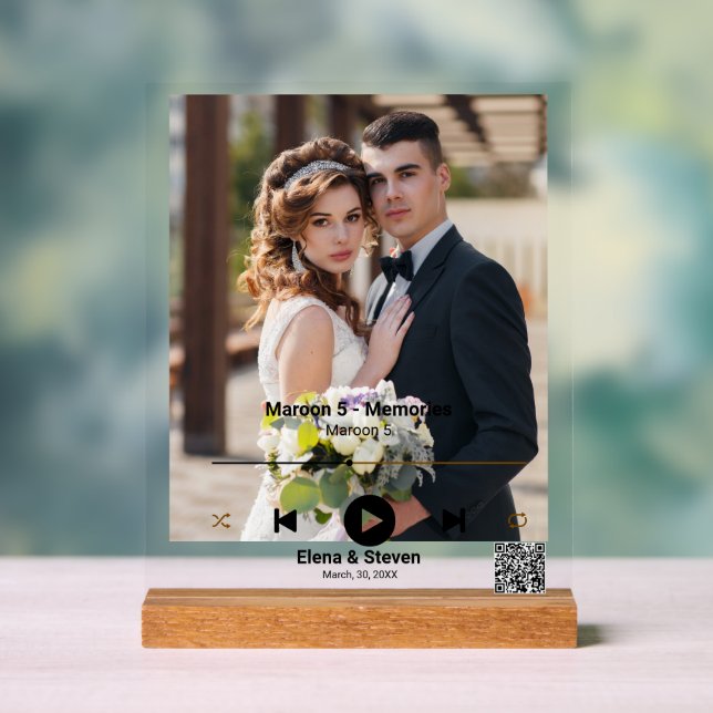 Personalised First Dance Song Wedding Photo Acrylic Sign (Neutral)