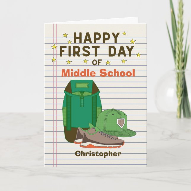 Personalised First Day of Middle School  Card (Front)