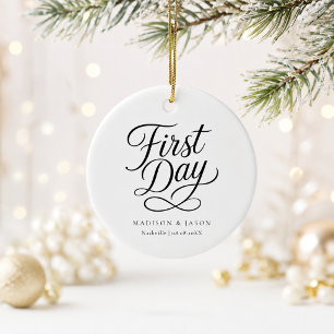 Personalised First Day Wedding Christmas Ornament