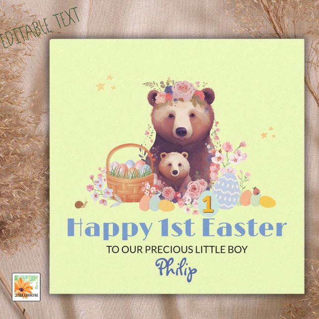 Personalised First Easter Card, 1st Easter Bear Holiday Card (Creator Uploaded)