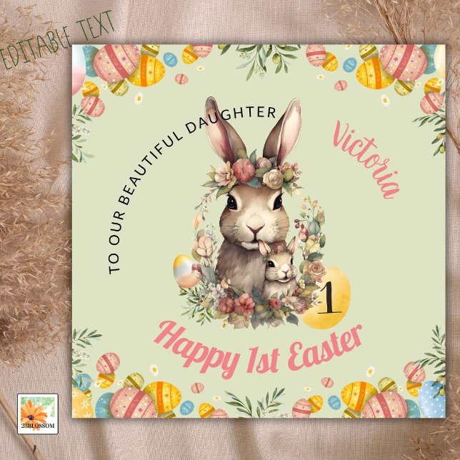 Personalised First Easter Card, 1st Easter Bunny Holiday Card (Creator Uploaded)