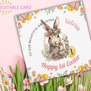 Personalised First Easter Card, 1st Easter Bunny Holiday Card