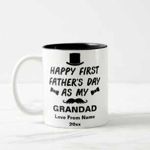 Personalised first fathers day as my grandad 2021 Two-Tone coffee mug