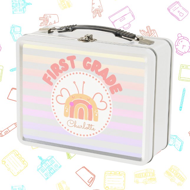 Personalised First Grade Rainbow Lunch Box  (Personalized First Grade Rainbow Lunch Box)
