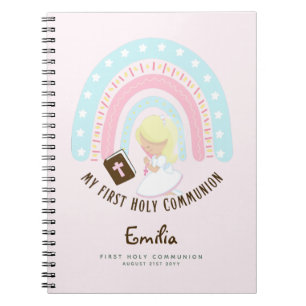 Personalised First Holy Communion Blonde Hair Girl Notebook
