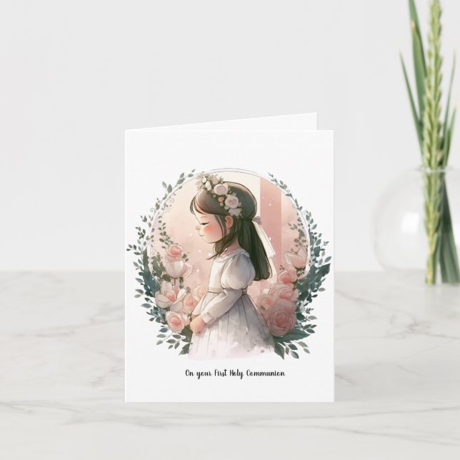 Personalised First Holy Communion Card for Girl (Front)