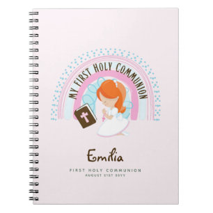 Personalised First Holy Communion Red Hair Girl Notebook