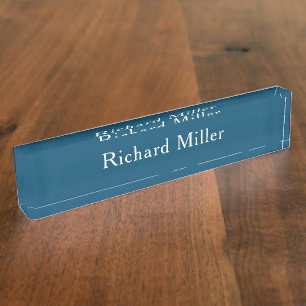Personalised First & Last Name Blue Nameplate