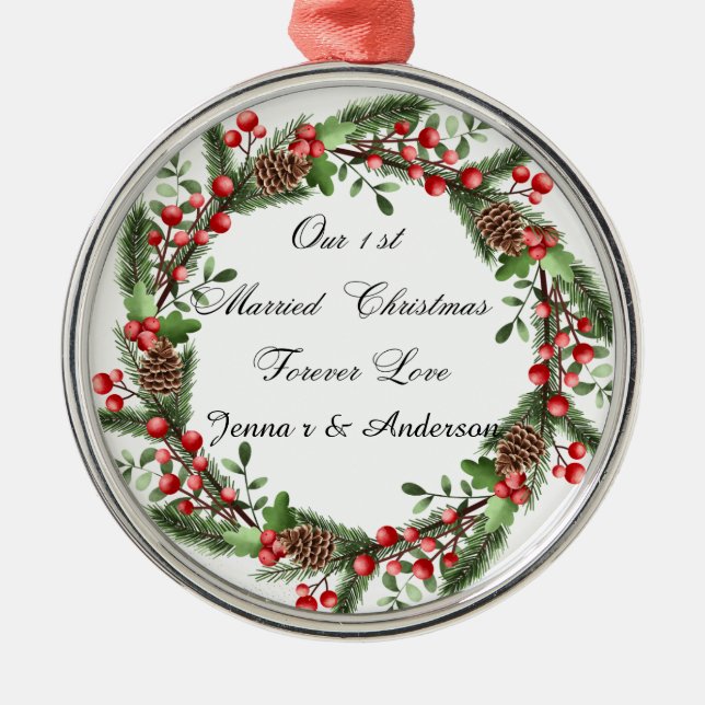 Personalised First Married Christmas Ornament (Front)
