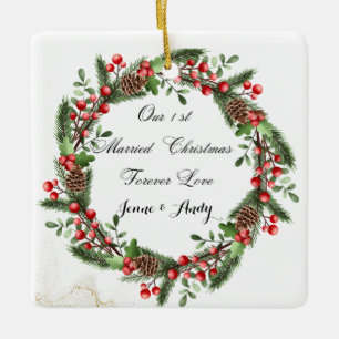 Personalised First Married Christmas Ornament