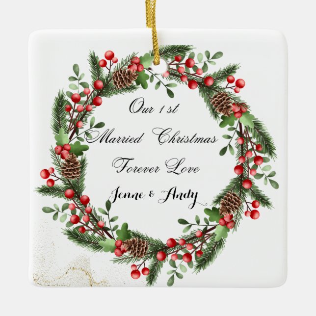 Personalised First Married Christmas Ornament (Front)