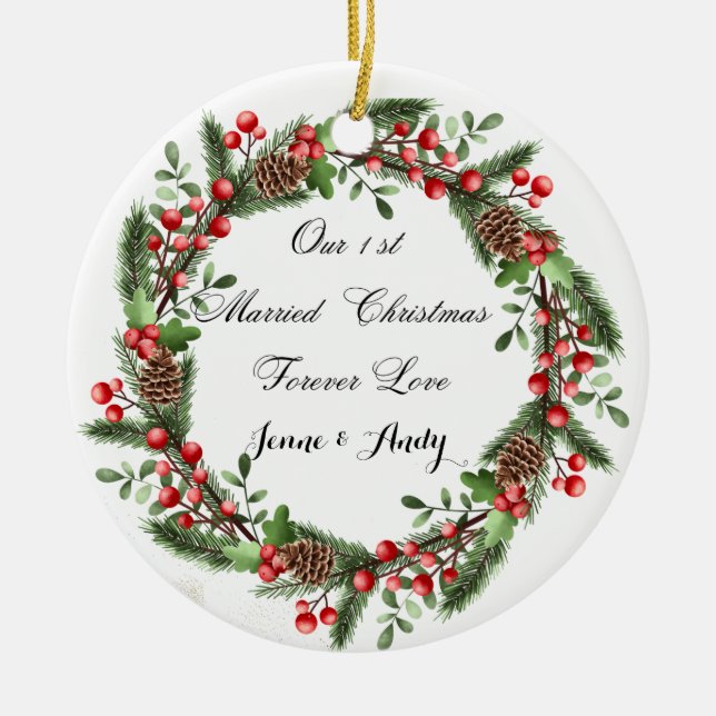 Personalised First Married Christmas Ornament (Front)