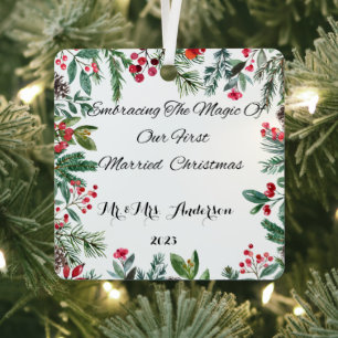 Personalised First Married Christmas Ornament
