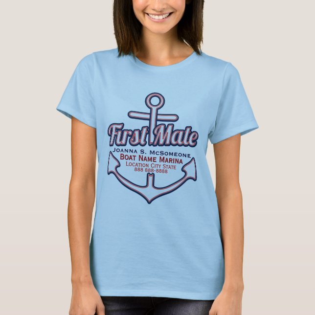 Personalised First Mate Anchor Nautical Tee (Front)