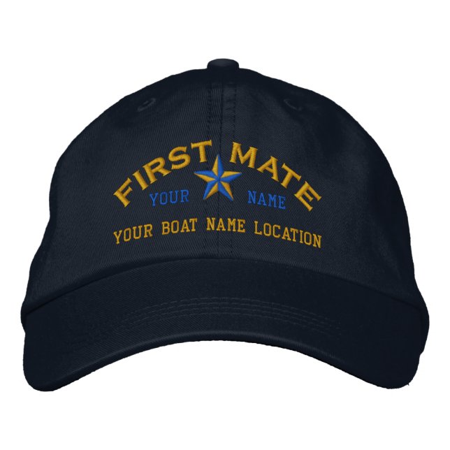 Personalised First Mate Star Ball Cap Embroidery (Front)