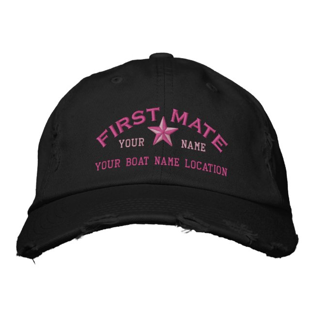 Personalised First Mate Star Ball Cap Embroidery (Front)