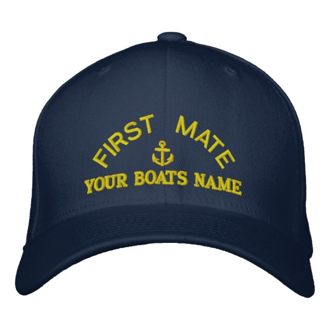 Personalised first mate  yacht crew embroidered hat (Front)