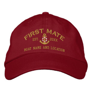 Personalised First Mate YEAR and Names Embroidered Hat