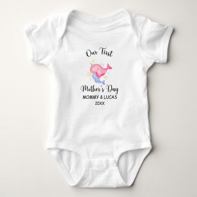 Personalised First Mothers Day 2023, Custom Names Baby Bodysuit (Front)