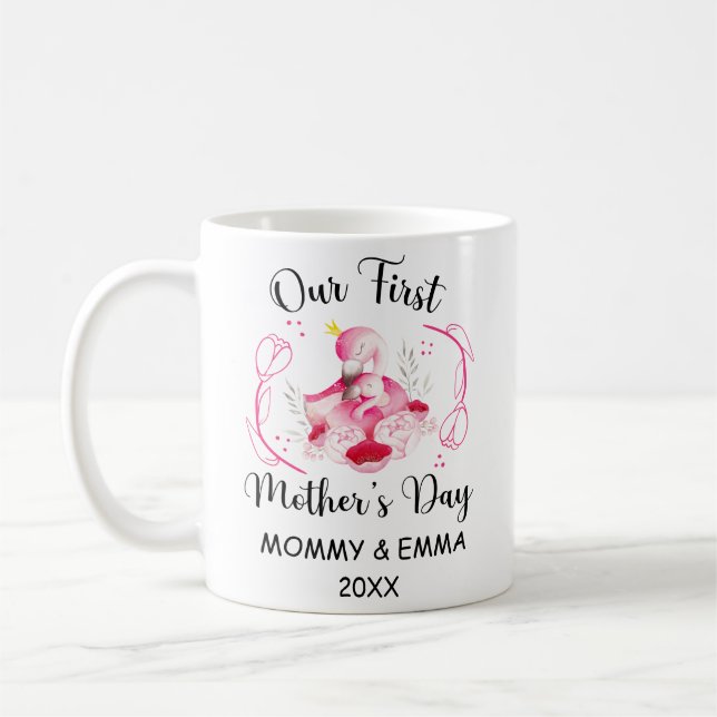 Personalised First Mothers Day 2025, Custom Names  Coffee Mug (Left)
