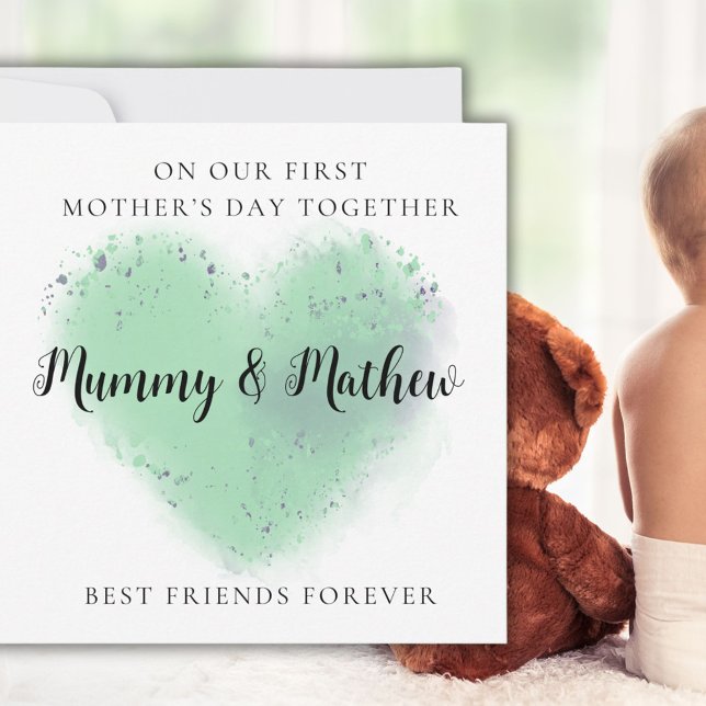 Personalised First Mother's Day Best Friends green Holiday Card (Creator Uploaded)
