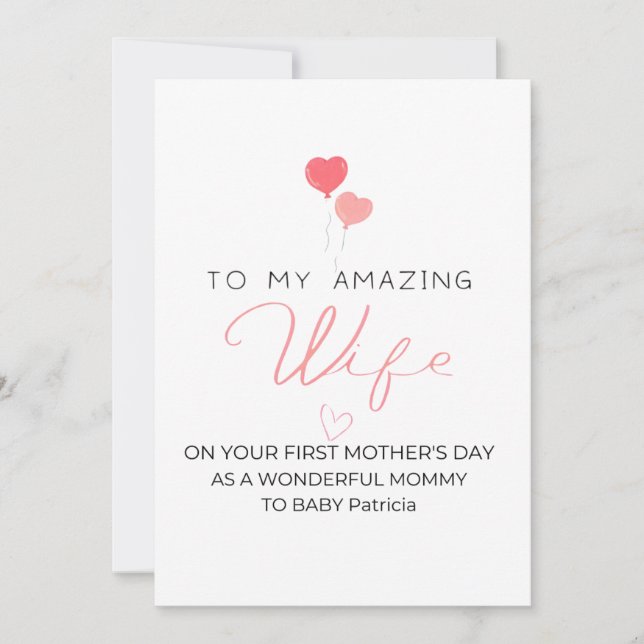 Personalised First Mother's Day For Wife,Patricia	 Holiday Card (Front)