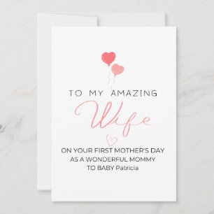 Personalised First Mother's Day For Wife,Patricia	 Holiday Card