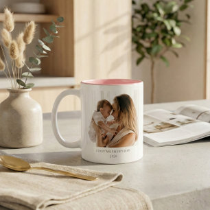 Personalised First Mother's Day Mum Baby Photo Two-Tone Coffee Mug