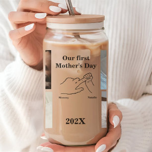 Personalised First Mother's day Photo Collage Can Glass