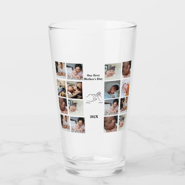 Personalised First Mother's day Photo Collage  Glass (Front)