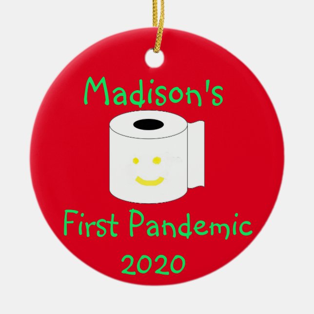 Personalised First Pandemic Ceramic Ornament (Front)