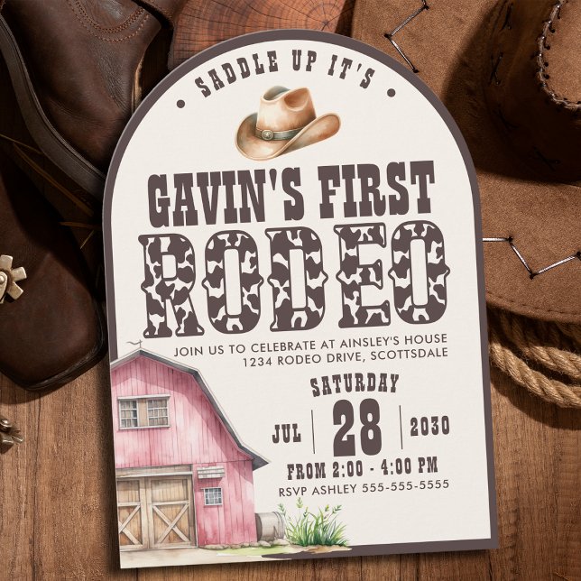 Personalised First Rodeo Arched 1st Birthday Party Invitation (Creator Uploaded)
