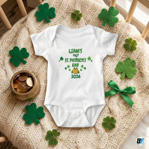 Personalised First St. Patrick's Day 2026 Pot Of G Baby Bodysuit