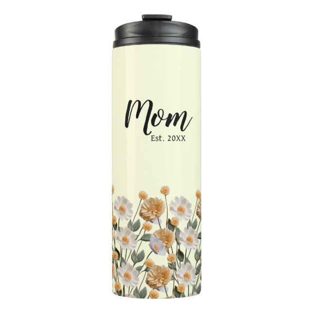 Personalised First Time Mum Gift Floral  Thermal Tumbler (Front)