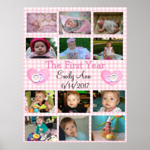 Personalised First Year Collage Baby Photo Poster