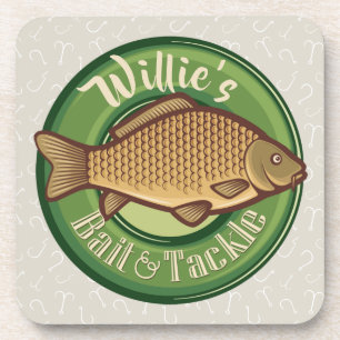 Personalised Fish and Tackle Shop Fishing Angler Coaster