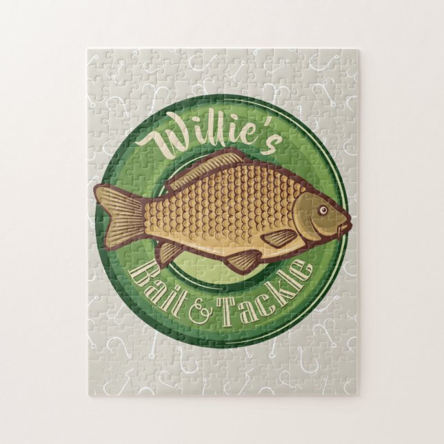 Personalised Fish and Tackle Shop Fishing Angler Jigsaw Puzzle (Vertical)
