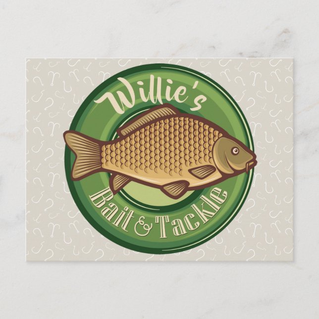 Personalised Fish and Tackle Shop Fishing Angler Postcard (Front)
