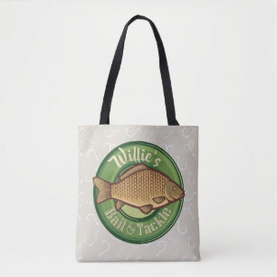 Personalised Fish and Tackle Shop Fishing Angler Tote Bag