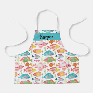 Personalised Fish Print Kids Apron