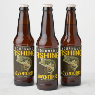 Personalised Fishing Adventures Bass Fish Angler Beer Bottle Label