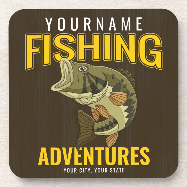 Personalised Fishing Adventures Bass Fish Angler  Coaster (Front)